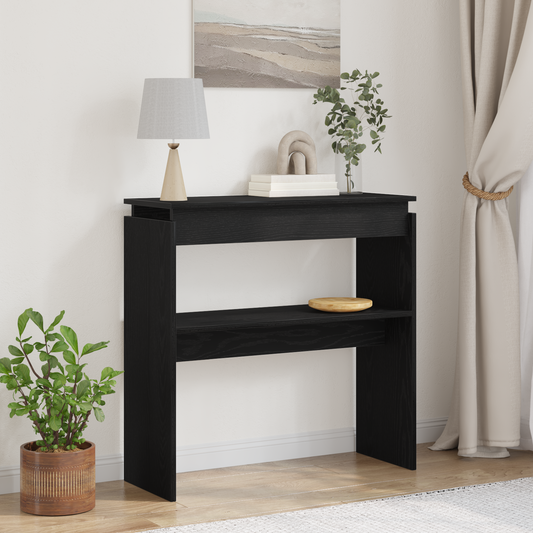 Konsolbord Sort Eg 80X30X80 Cm Ingenieret Træ