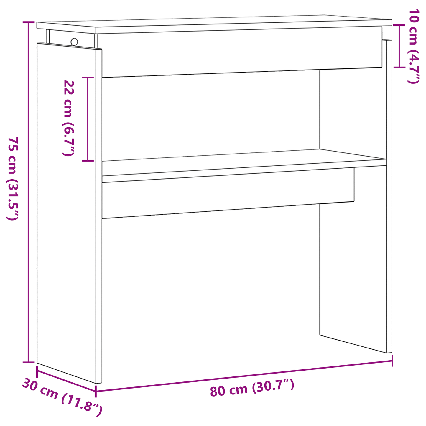Konsolbord Sort Eg 80X30X80 Cm Ingenieret Træ