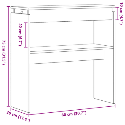 Konsolbord Sort Eg 80X30X80 Cm Ingenieret Træ