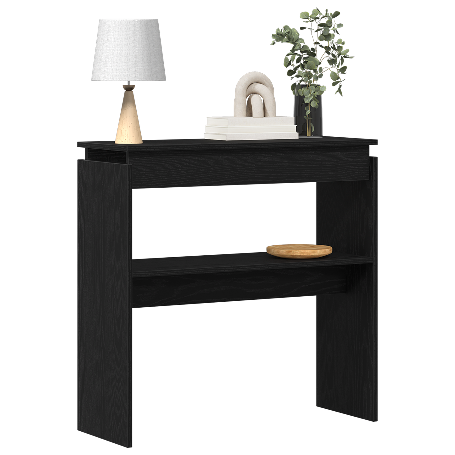 Konsolbord Sort Eg 80X30X80 Cm Ingenieret Træ