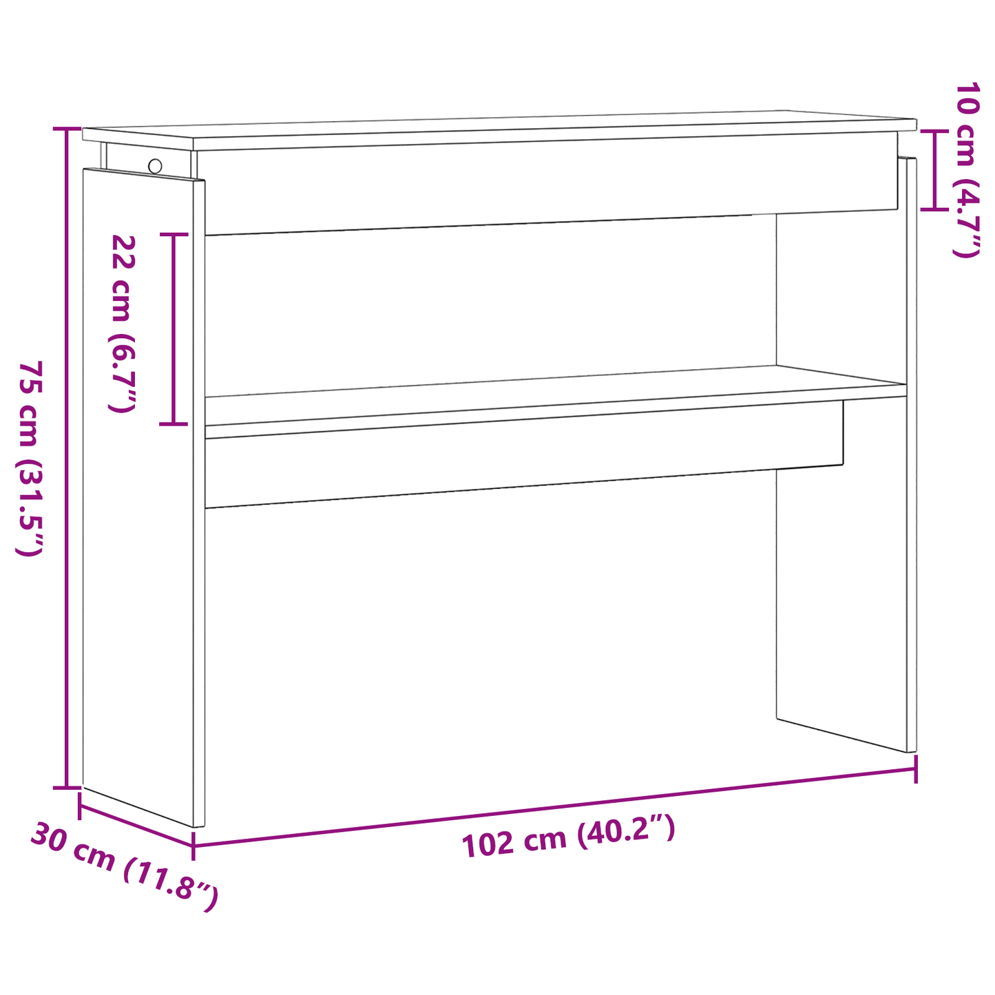 Konsolbord Sort Eg 80X30X102 Cm - Konstrueret Træ
