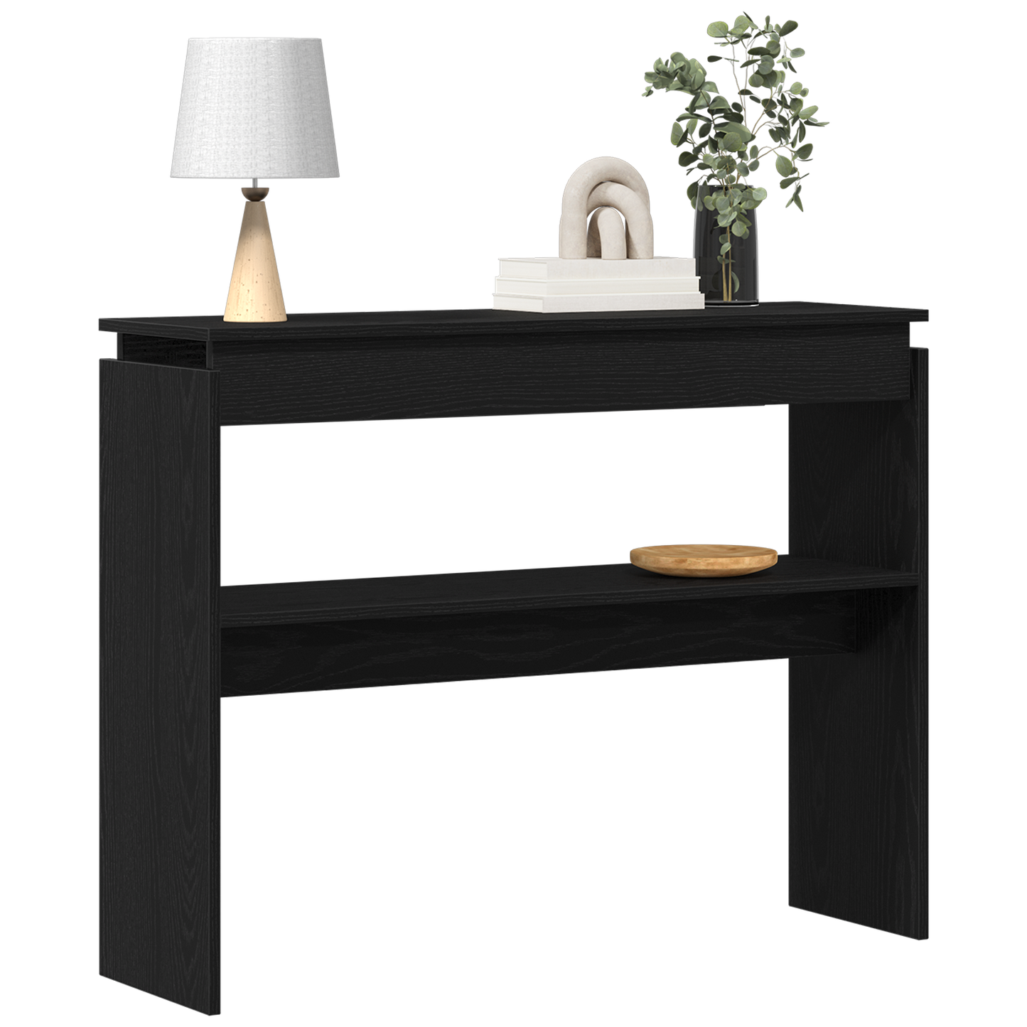 Konsolbord Sort Eg 80X30X102 Cm - Konstrueret Træ