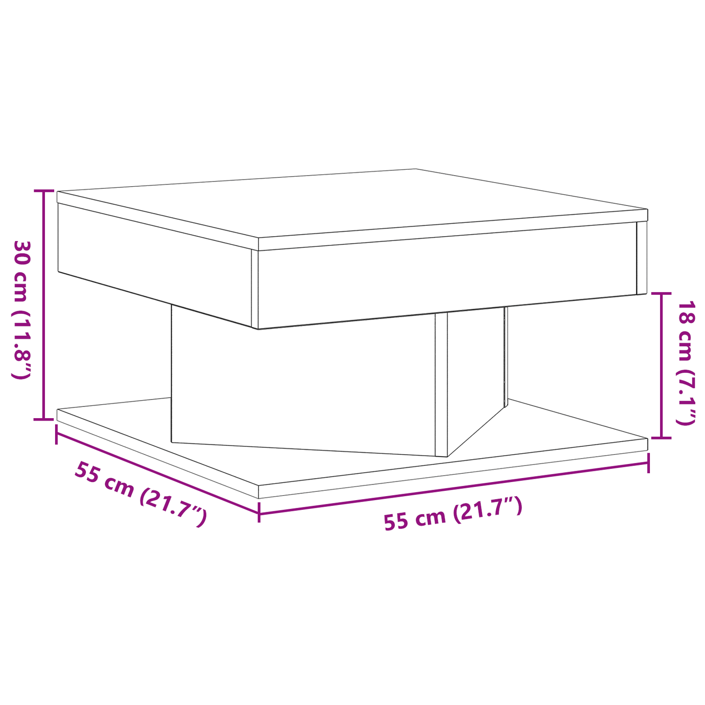 Kaffebord I Sort Eg 57X57X30 Cm Ingeniørtræ