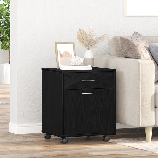 Rullekabinet I Sort Eg 45X38X54 Cm - Bygget I Træ
