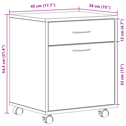 Rullekabinet I Sort Eg 45X38X54 Cm - Bygget I Træ