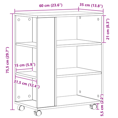 Rullekabinettet Sort Eg 60X35X75 Cm Lavet Af Træ