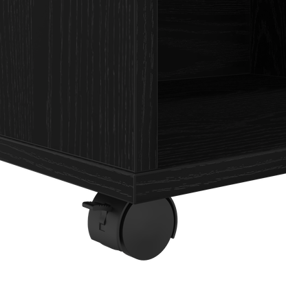 Rulleskab Sort Eg 46X36X59 Cm Selvbygget Træ