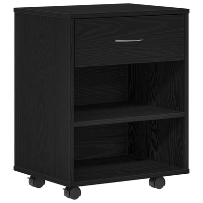 Rulleskab Sort Eg 46X36X59 Cm Selvbygget Træ