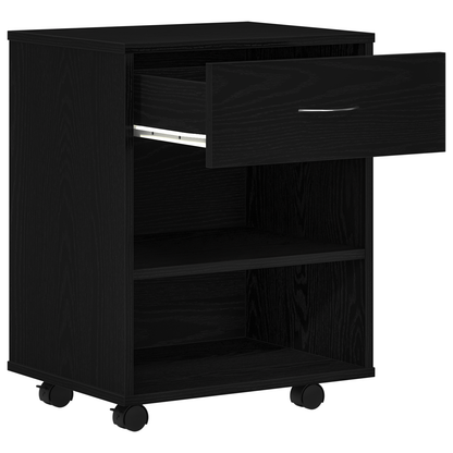Rulleskab Sort Eg 46X36X59 Cm Selvbygget Træ