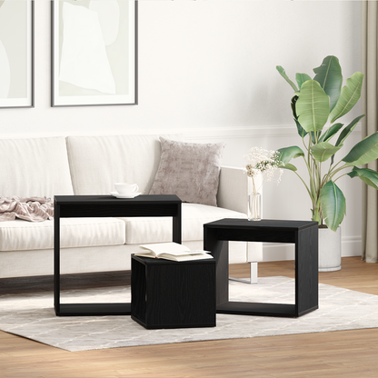 Nesting Borde 3 Stk Sort Eg Konstrueret Træ