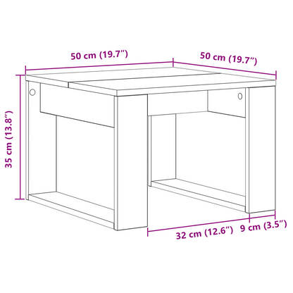 Sort Egebord - 50X50X35 Cm, Lavet Af Ingeniørtræ