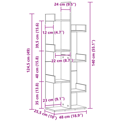 Bogreol Sort Eg 48 X 25.5 X 140 Cm Konstrueret Træ