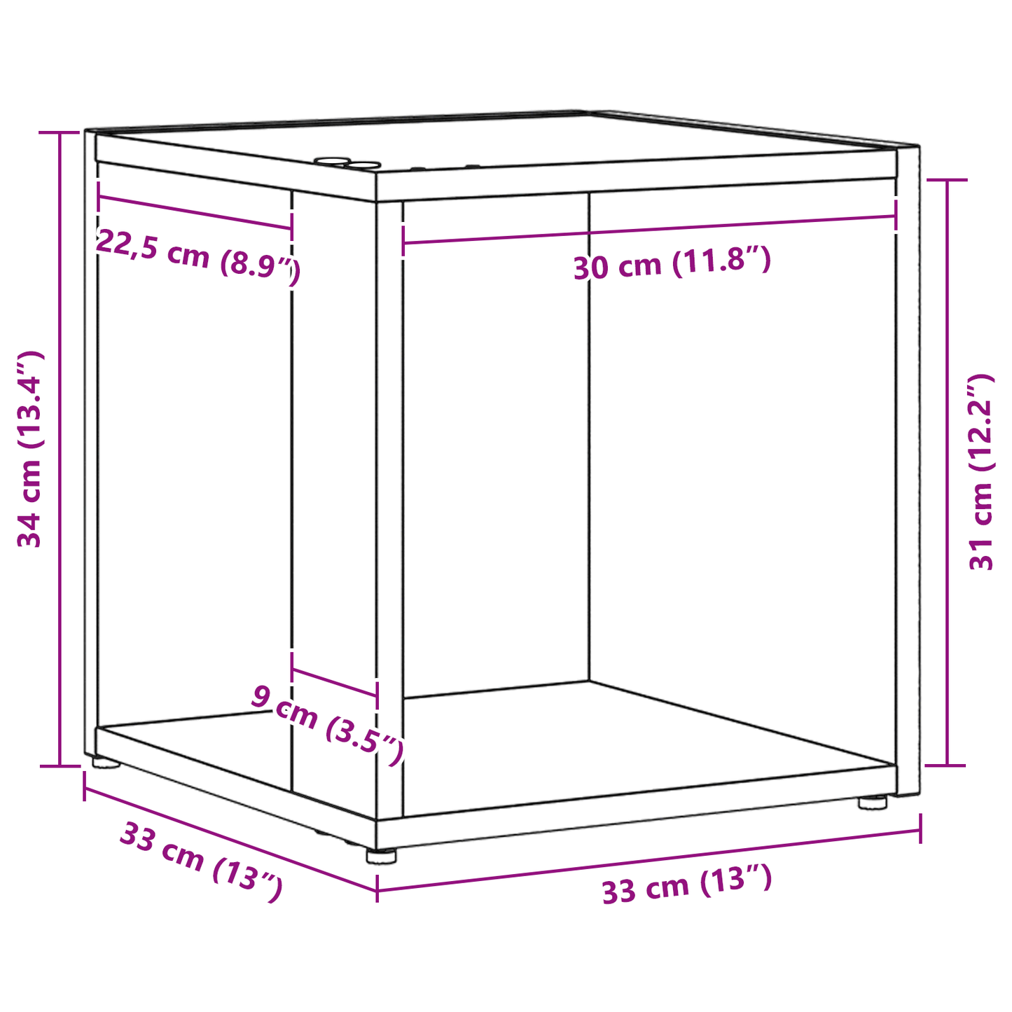 Sidebord Sort Eg 33X33X34,5 Cm Konstrueret Træ