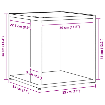 Sidebord Sort Eg 33X33X34,5 Cm Konstrueret Træ