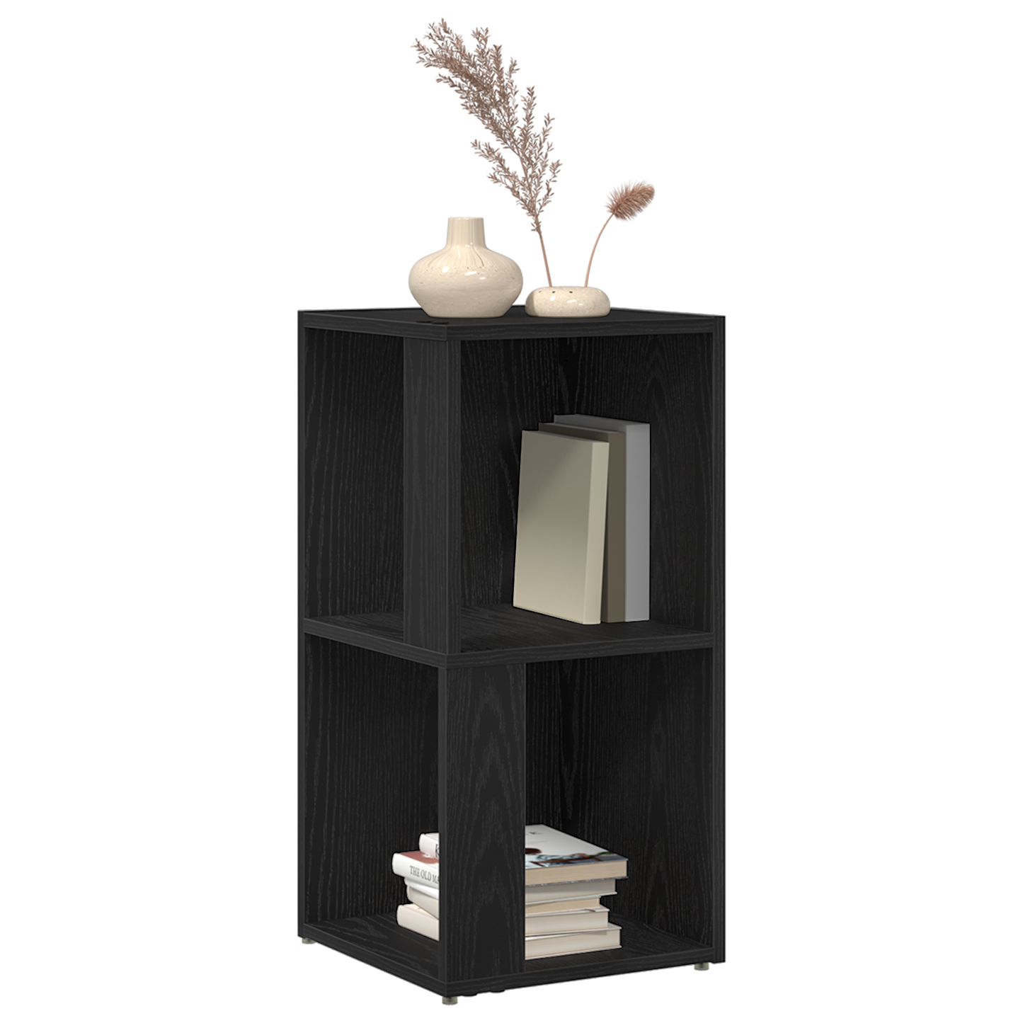 Hjørneskab Sort Eg 33X33X67 Cm Konstrueret Træ