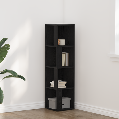 Bogreol I Sort Eg 33X33X132 Cm - Konstrueret Træ