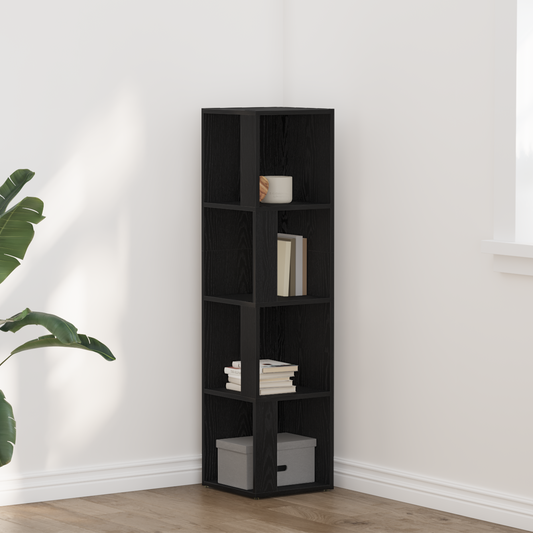 Bogreol I Sort Eg 33X33X132 Cm - Konstrueret Træ