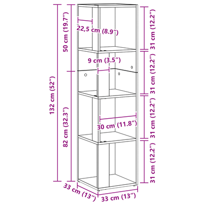 Bogreol I Sort Eg 33X33X132 Cm - Konstrueret Træ
