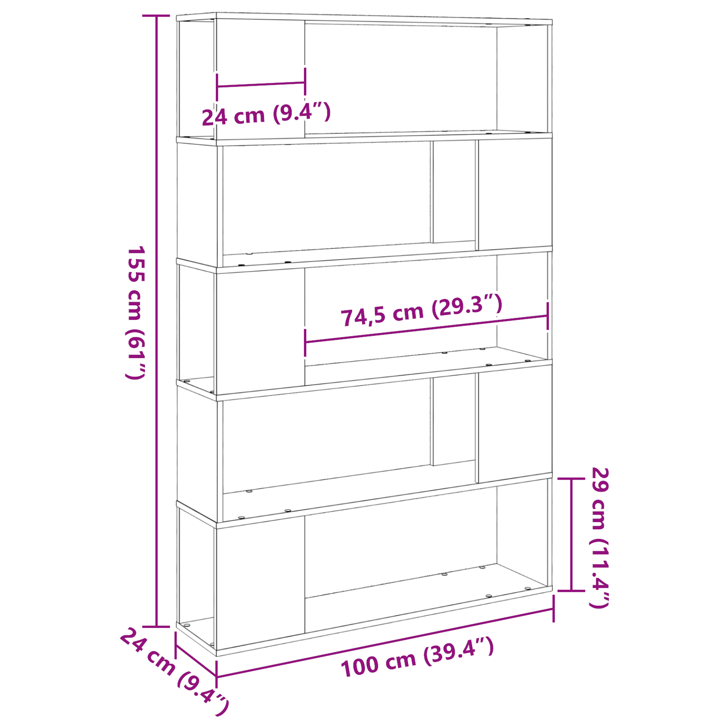 Underholdningscenter Sort 100 X 24 X 155 Cm Konstrueret Træ