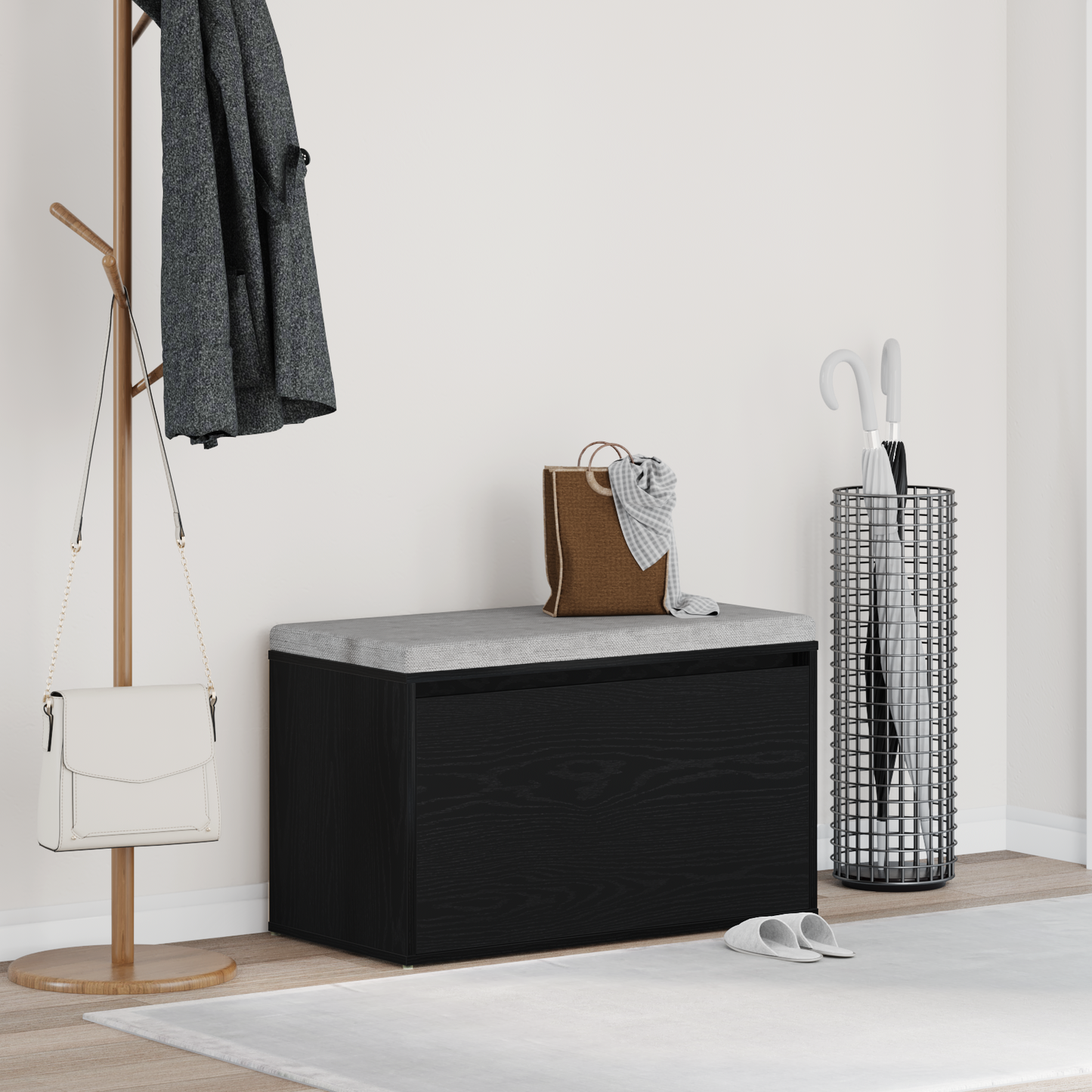 Bænk Med Skuffe Sort 80 X 40 X 45 Cm Konstrueret Træ