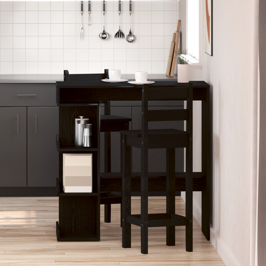 Sort Eg Bar Bord Med Opbevaringshylde, 100X50X101.5 Cm