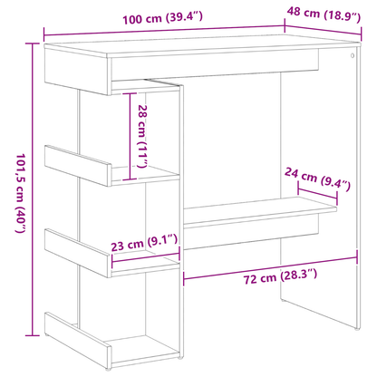 Sort Eg Bar Bord Med Opbevaringshylde, 100X50X101.5 Cm