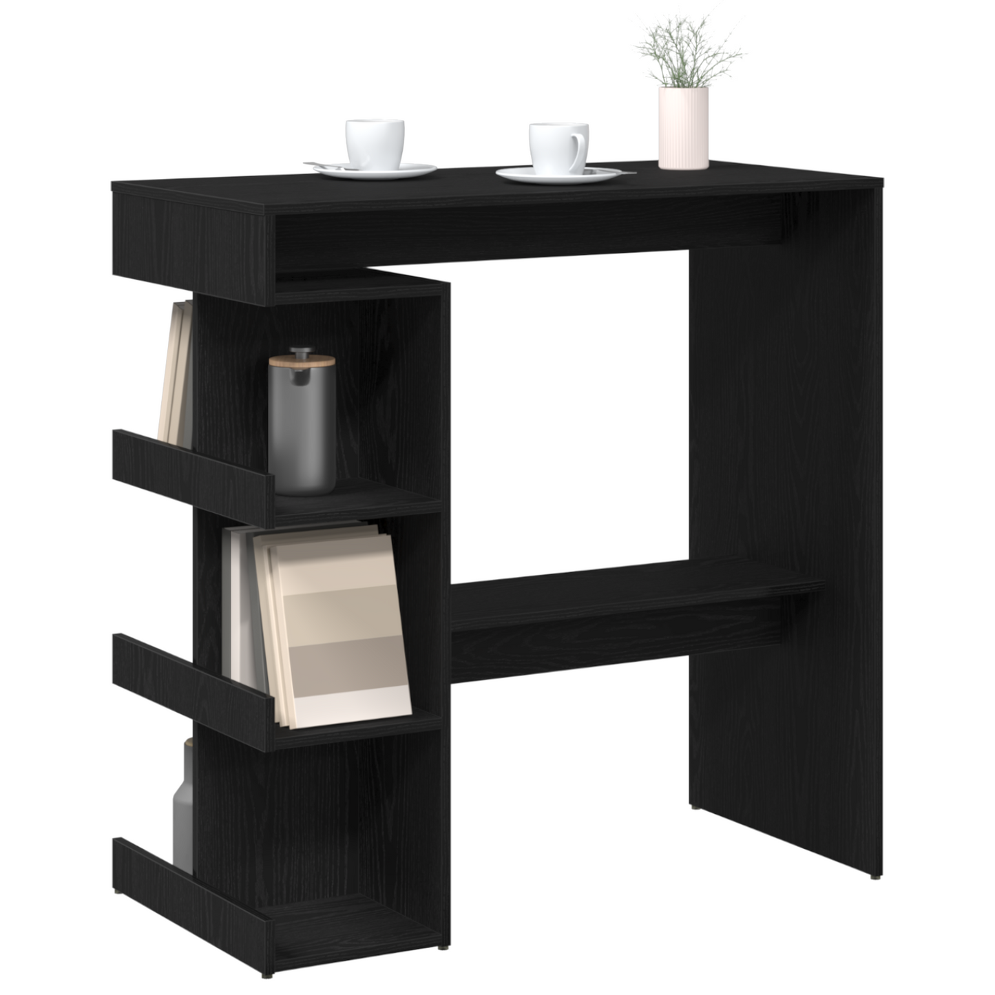 Sort Eg Bar Bord Med Opbevaringshylde, 100X50X101.5 Cm