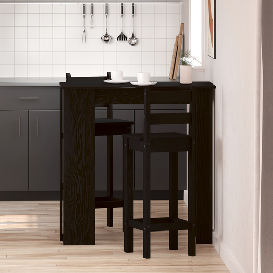 Barbord Med Hylde - Sort Eg, 102X50X103.5 Cm, Lavet Af Ingeniørtræ