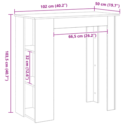Barbord Med Hylde - Sort Eg, 102X50X103.5 Cm, Lavet Af Ingeniørtræ