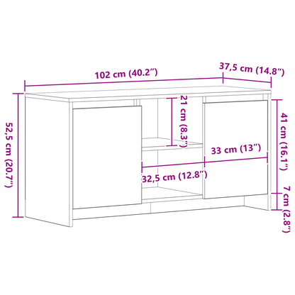 Tv-Bord Sort 102 X 37.5 X 52.5 Cm Konstrueret Træ
