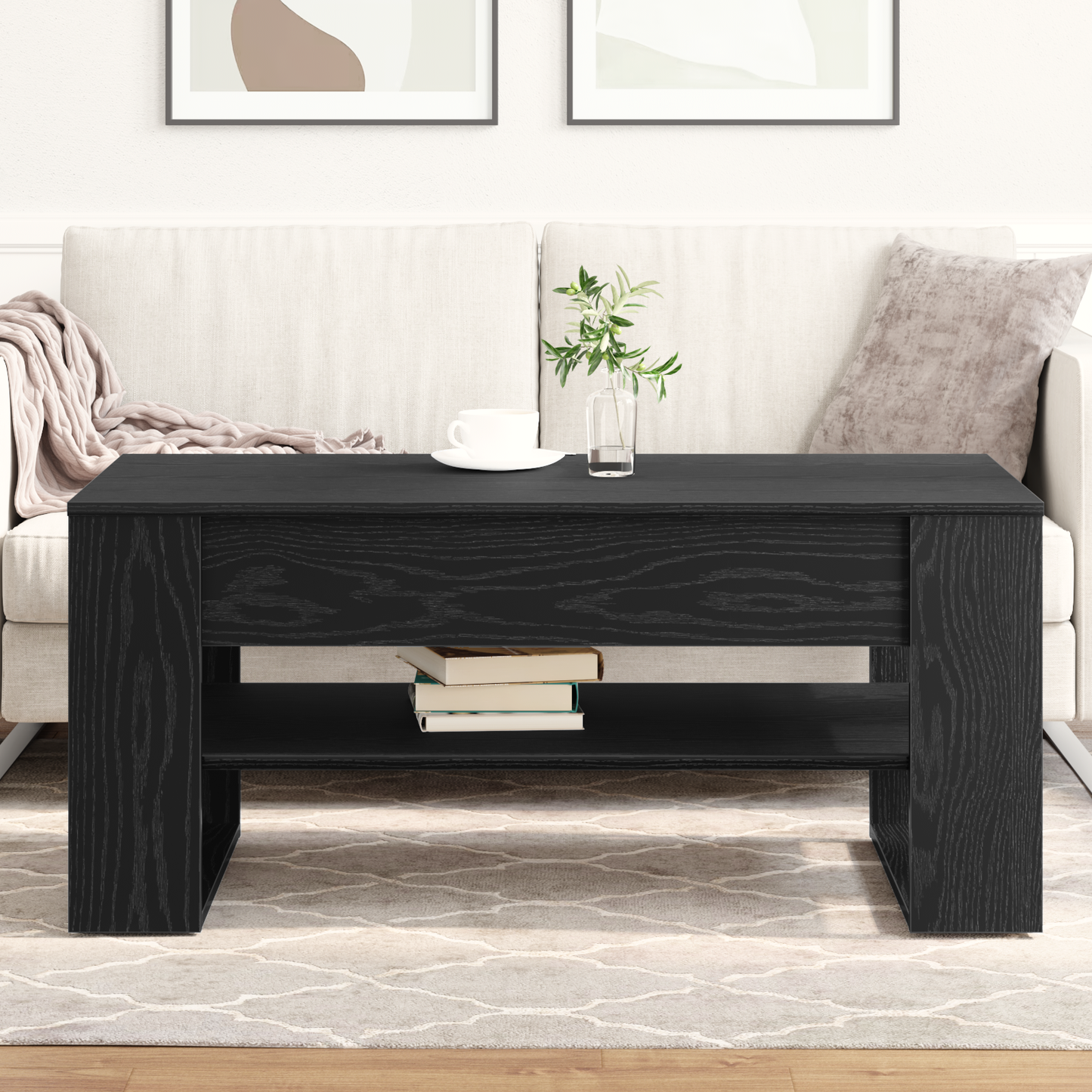 Kaffebord I Sort Eg 102X55X45 Cm I Træ