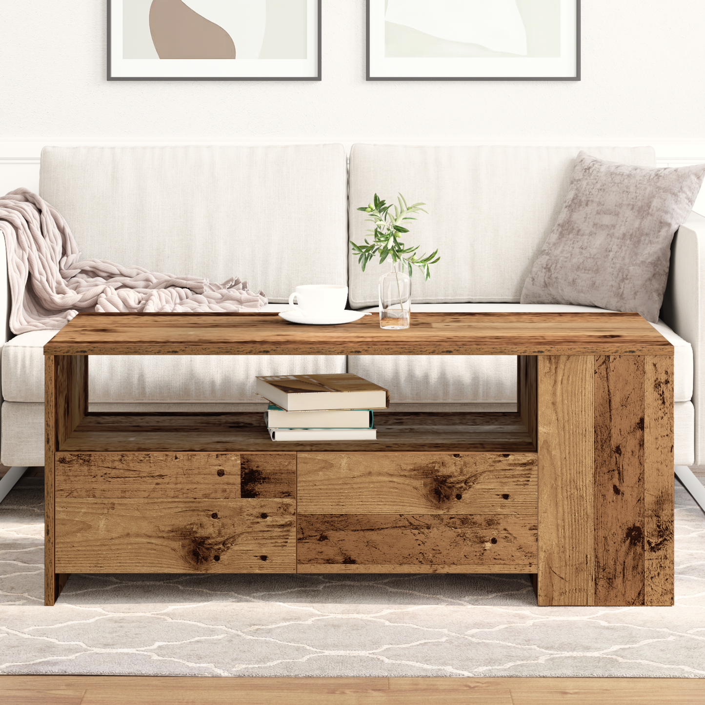 Kaffebord Gammelt Træ 102X55X43,5 Cm Ingeniørtræ