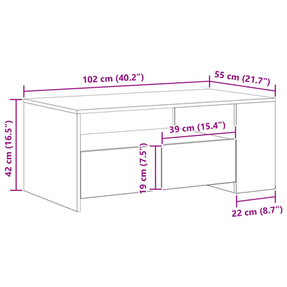Sort Eg Kaffebord 102X55X43.5 Cm Fremstillet Af Sammenpresset Træ