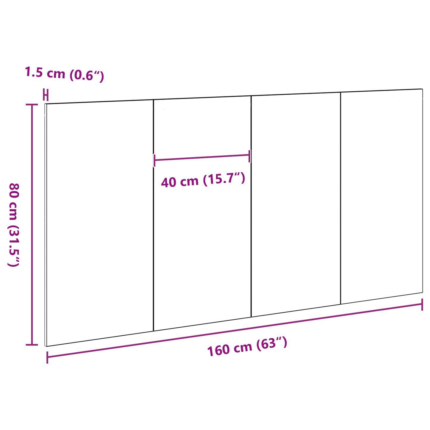 Hovedgavl Sort Eg 160X1,5X80 Cm Ingeniørtræ