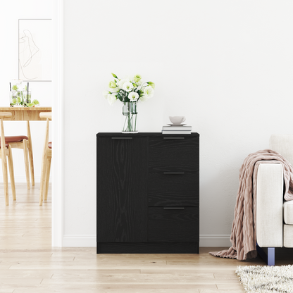 Sideboard Med Skuffe Sort 60 X 30 X 70 Cm Konstrueret Træ