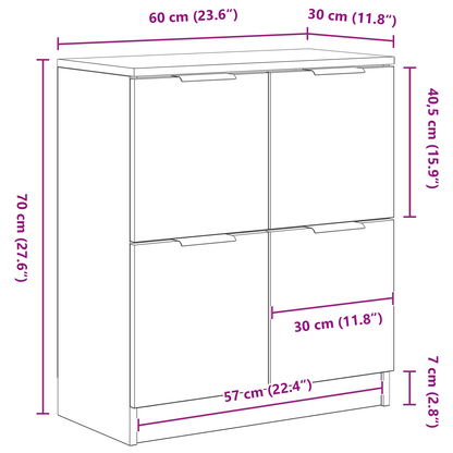 Sideboard Sort 60 X 30 X 70 Cm Konstrueret Træ
