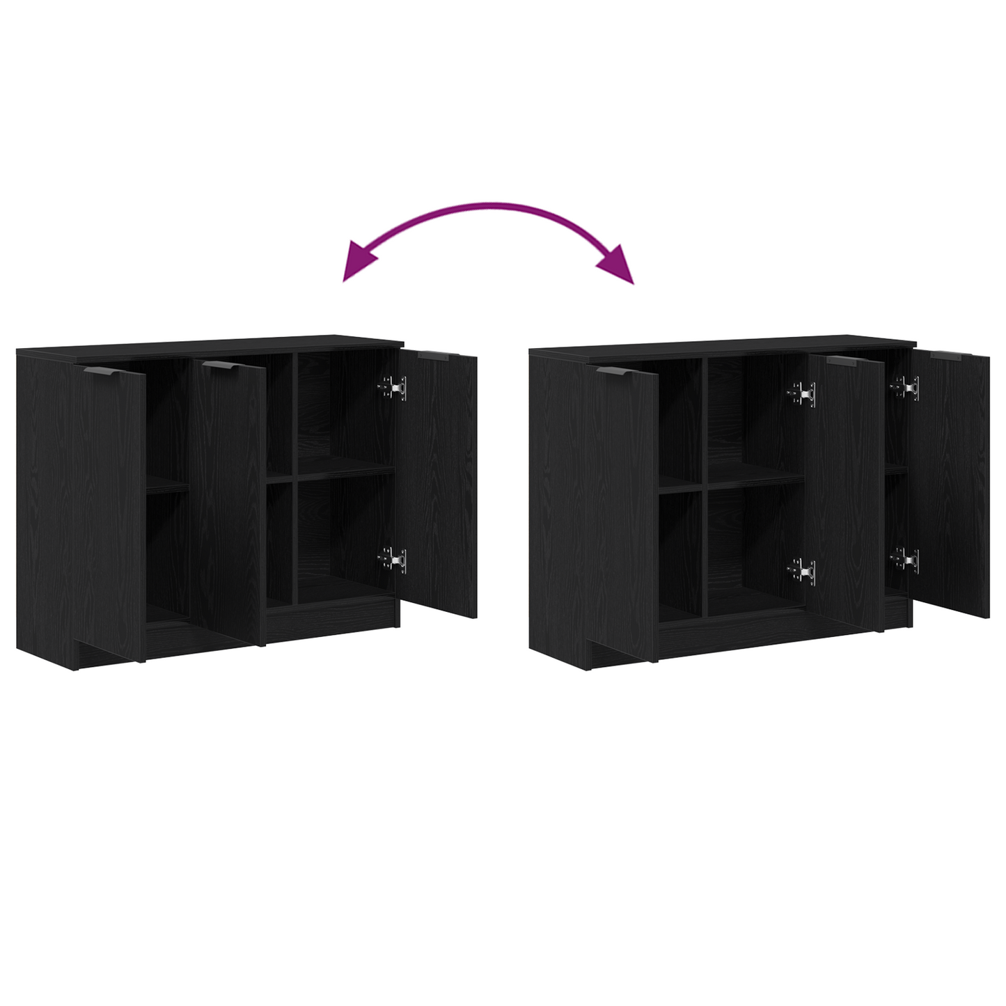 Sideboard Sort 90,5 X 30 X 70 Cm Konstrueret Træ