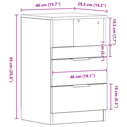 Sengebord Sort Eg 40X35X65 Cm Lavet Af Konstrueret Træ