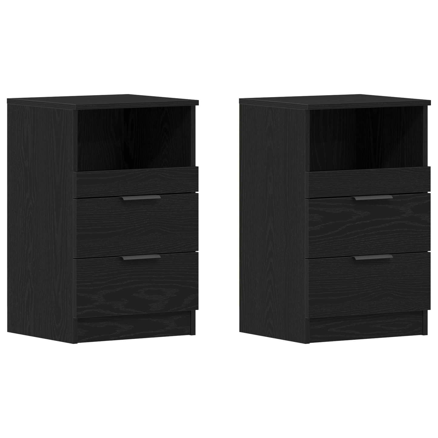 Sengeborde 2 Stk Sort Eg 40X35X65 Cm Konstrueret Træ