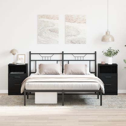 Sengeborde 2 Stk Sort Eg 40X35X65 Cm Konstrueret Træ