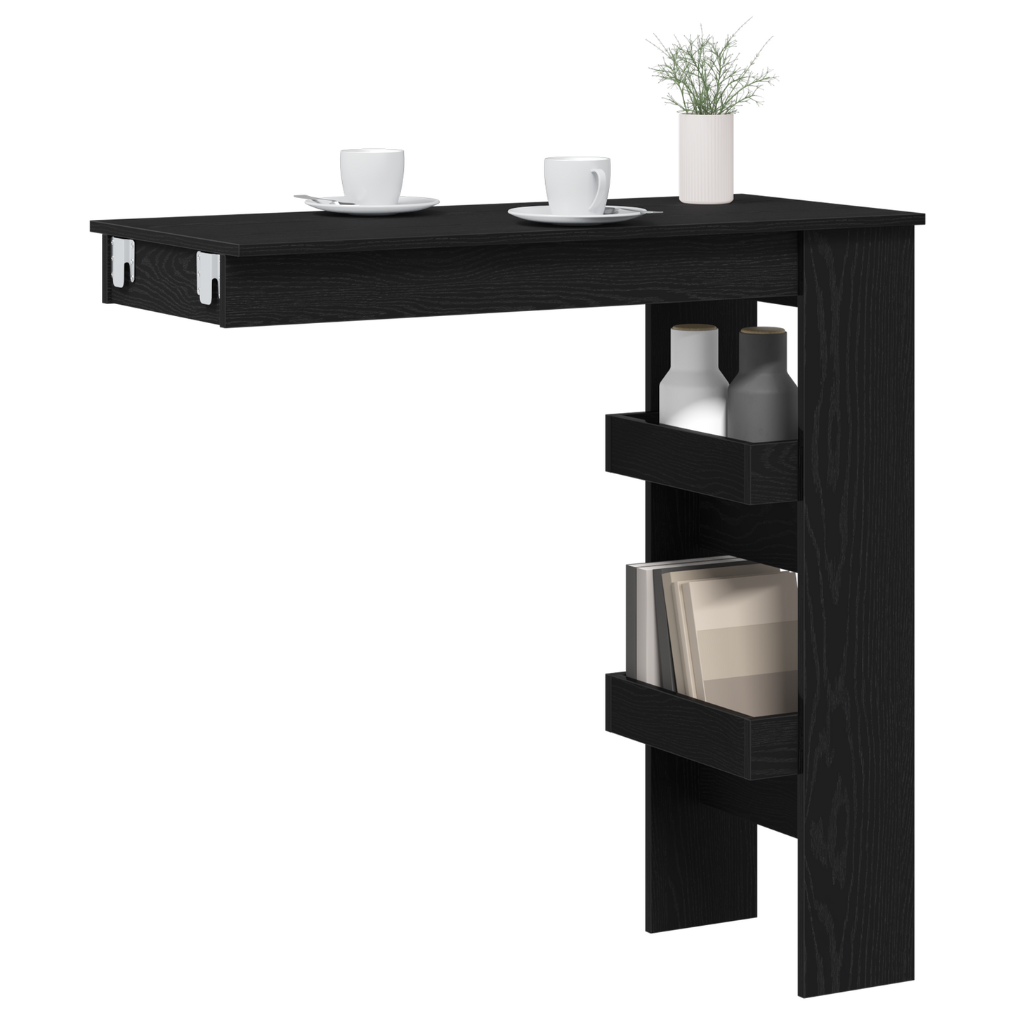Væg Barbord - Sort Eg - 102X55X103.5 Cm - Lavet Af Konstrueret Træ