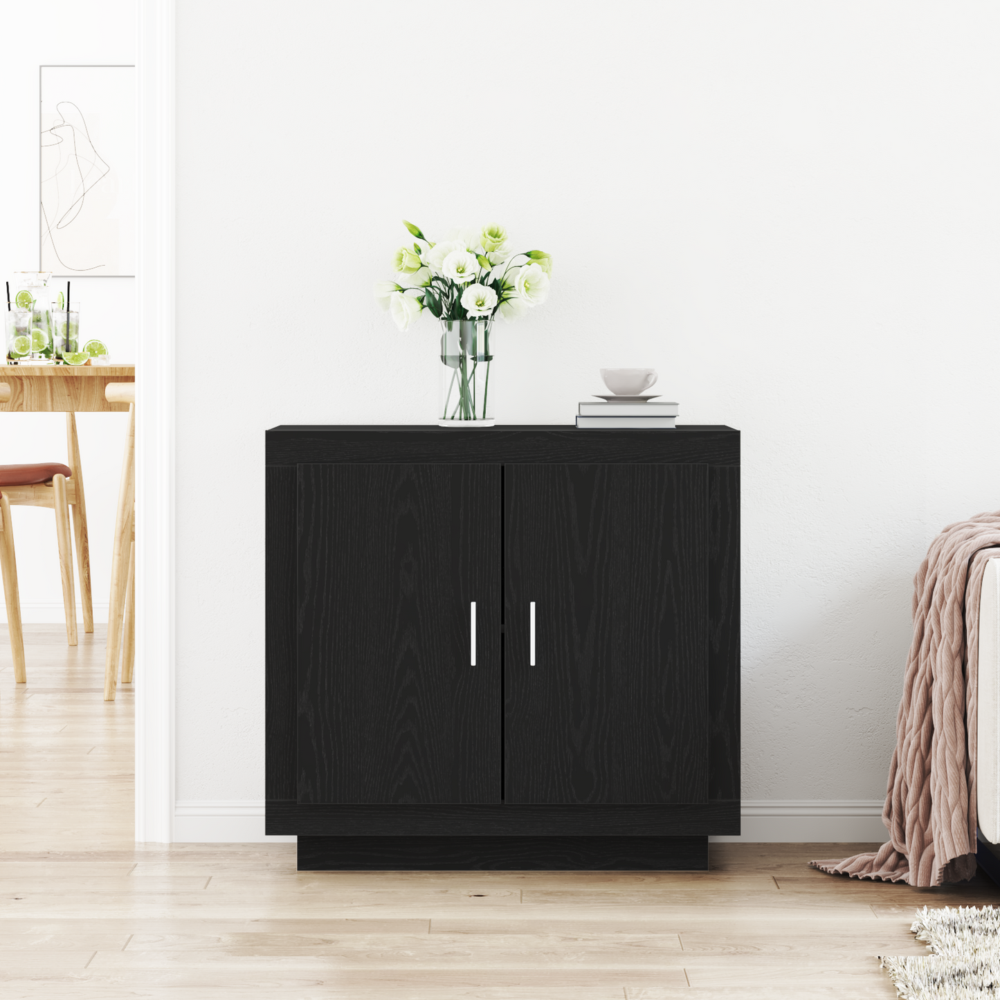 Sideboard Sort 80 X 40 X 75 Cm Konstrueret Træ