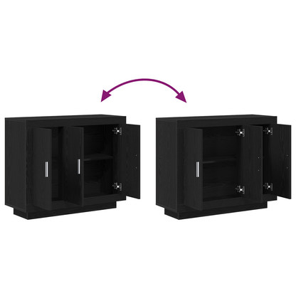 Sideboard Sort 92 X 35 X 75 Cm Konstrueret Træ