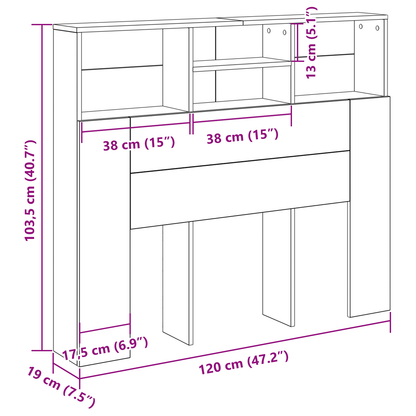 Hovedgærde Skab Sort Eg 120X19X103,5 Cm Konstrueret Træ