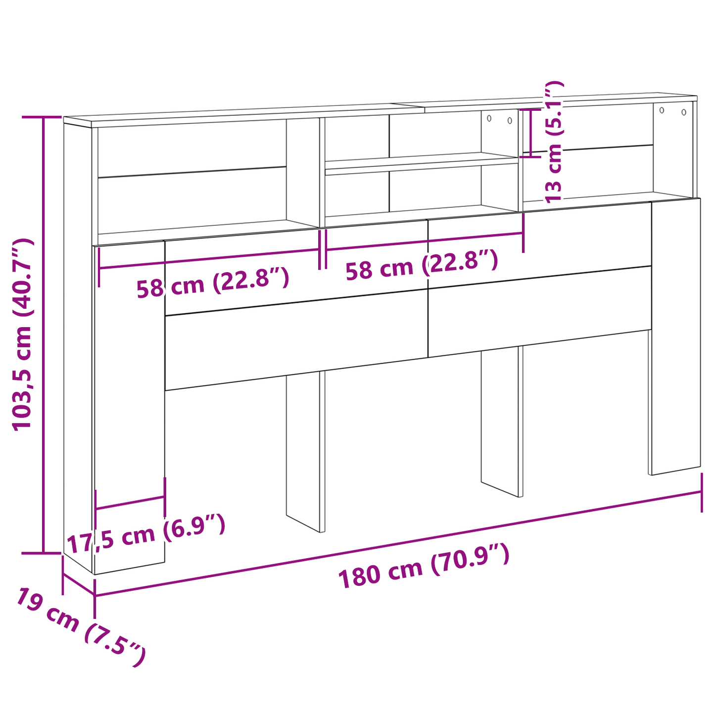 Hovedgærd Kabinet Sort Eg 180X19X103,5 Cm