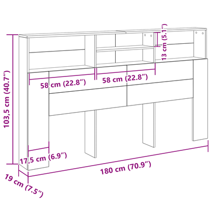 Hovedgærd Kabinet Sort Eg 180X19X103,5 Cm