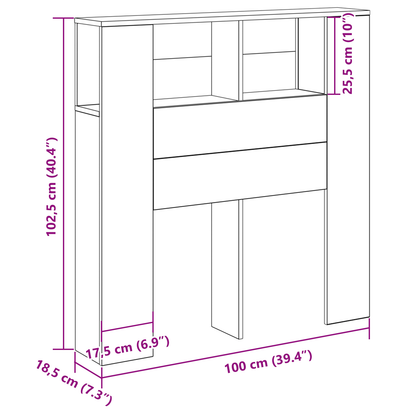 Hovedgærdet Skab Sort Eg 100X19X104,5 Cm Lavet Af Konstrueret Træ