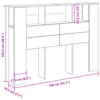 Sort Eg Hovedgavl Kabinet - 140X19X104,5 Cm - Lavet Af Ingeniørtræ