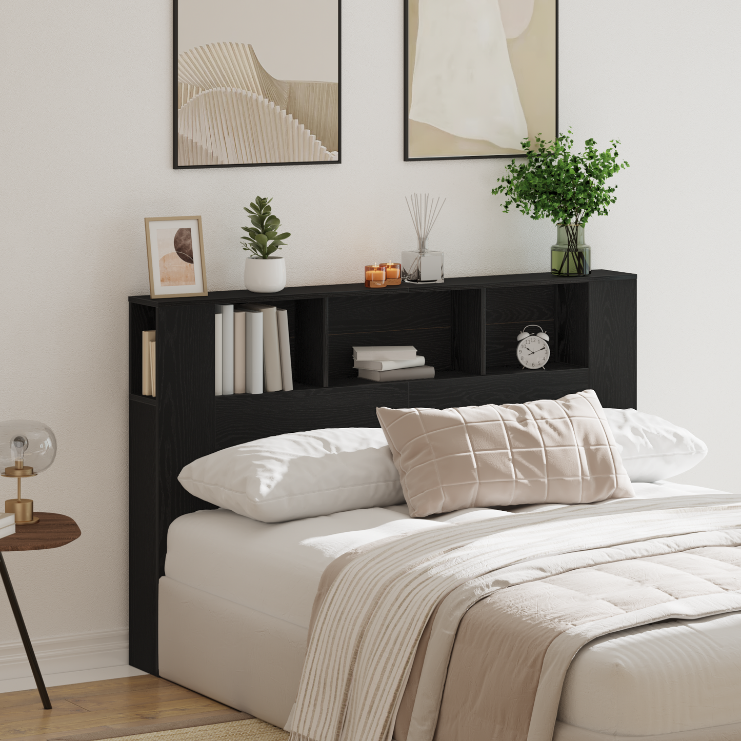 Sort Eg Hovedgavl Skab - 160X19X104.5 Cm Lavet Af Konstrueret Træ