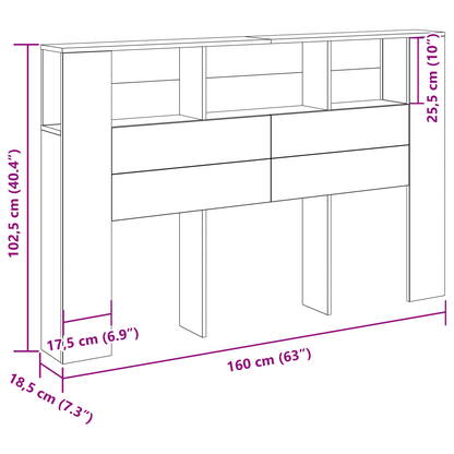 Sort Eg Hovedgavl Skab - 160X19X104.5 Cm Lavet Af Konstrueret Træ